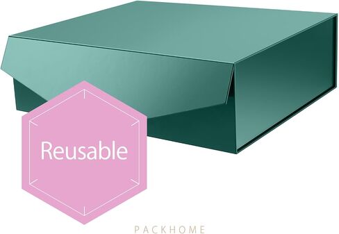 PACKHOME 16.3x14.2x5 Inches, Extra Large Gift Box with Lid, Gift Box for Clothes and Large Gifts (Silver with Grass Texture) in Saudi Arabia