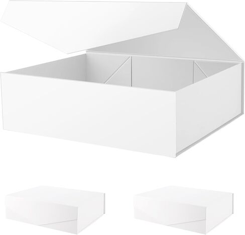 PACKHOME 16.3x14.2x5 Inches, Extra Large Gift Box with Lid, Gift Box for Clothes and Large Gifts (Silver with Grass Texture) in Saudi Arabia