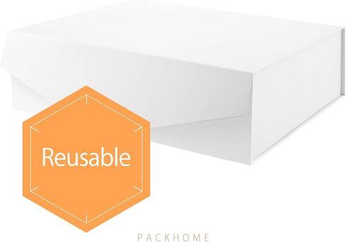 PACKHOME 16.3x14.2x5 Inches, Extra Large Gift Box with Lid, Gift Box for Clothes and Large Gifts (Silver with Grass Texture) in Saudi Arabia