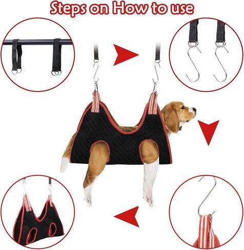 12 in 1 Dog Grooming Hammock, Breathable Pet Grooming Hammock Harness Restraint Bag for Cat/Dog with Nail Clipper/ Nail Trimmers/ Glove, Dog Grooming Sling Helper for Nail Clipping/Trimming (L, Black) in Saudi Arabia