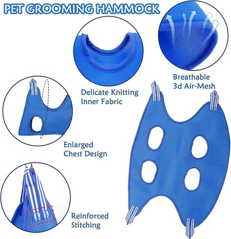 12 in 1 Dog Grooming Hammock, Breathable Pet Grooming Hammock Harness Restraint Bag for Cat/Dog with Nail Clipper/ Nail Trimmers/ Glove, Dog Grooming Sling Helper for Nail Clipping/Trimming (L, Black) in Saudi Arabia