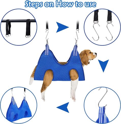 12 in 1 Dog Grooming Hammock, Breathable Pet Grooming Hammock Harness Restraint Bag for Cat/Dog with Nail Clipper/ Nail Trimmers/ Glove, Dog Grooming Sling Helper for Nail Clipping/Trimming (L, Black) in Saudi Arabia