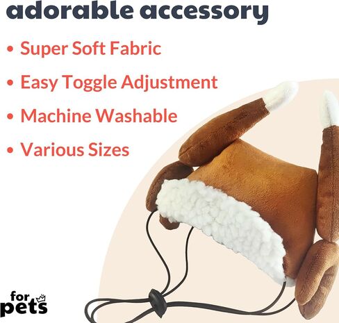 Huxley & Kent Pet Hat | Ugly Sweater Antler (Medium) | Fun Christmas Holiday Hat for Dogs/Cats | Cute, Comfortable and Fun | SnugFit Strings for Best Fit in Kuwait
