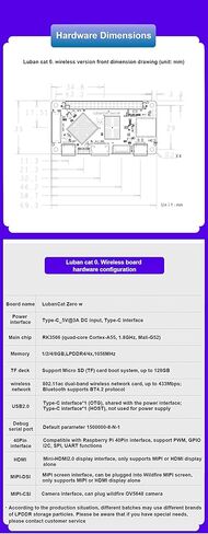 كمبيوتر Youyeetoo LubanCat Zero W مفتوح المصدر، مع RK3566 1GB LPDDR4، واي فاي + BT4.2، HDMI صغير، يدعم Android Debian ROS Ubuntu، للبوابة الذكية NAS (2 جيجابايت، مجموعة أساسية) in Kuwait