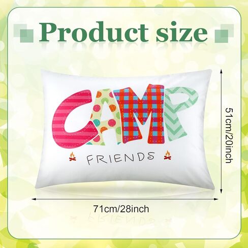 غطاء وسادة Moukeren Camp Friends Girl مطبوع عليه توقيعه، غطاء وسادة للمخيم الصيفي، غطاء وسادة للسفر، غطاء وسادة للسفر للأطفال، حزمة أشياء أساسية وإكسسوارات النوم (العديد من الألوان، قطعة واحدة) in Kuwait
