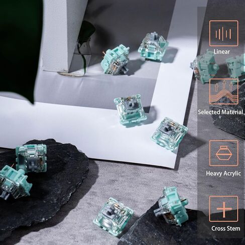 Gateron Jade Series 3.0 White Keyboard Switch,Linear 3Pin 45gf Dual Stage Spring,Pre-Lubricated Switches,for MX Mechanical Keyboards(White,72Pcs) in Saudi Arabia