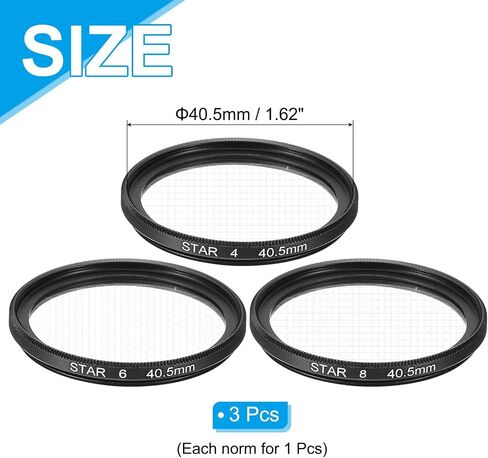 MECCANIXITY 40.5mm Star Lens Filter, 1 Set Starburst Lens Filter 4 Points 6 Points 8 Points Star Camera Lens Filter for Night Scenery Glassworks in Saudi Arabia