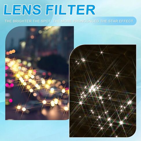MECCANIXITY 40.5mm Star Lens Filter, 1 Set Starburst Lens Filter 4 Points 6 Points 8 Points Star Camera Lens Filter for Night Scenery Glassworks in Saudi Arabia
