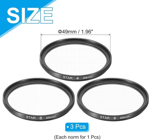 MECCANIXITY 40.5mm Star Lens Filter, 1 Set Starburst Lens Filter 4 Points 6 Points 8 Points Star Camera Lens Filter for Night Scenery Glassworks in Saudi Arabia