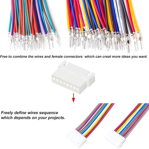 سلك تمديد XH 2.54 مم موصل ذكر وأنثى وكابلات مجعدة مسبقًا 22AWG، مبيت JST XHP-10,2/3/4/5/6/7/8/9/10/12Pin بطول 10/20/50/ سلك 80/100 سم (مجموعة واحدة XH2.54 10Pin-10CM) in Kuwait