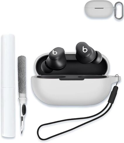 Case for Beats Solo Buds 2024, Soft Silicone Protective Portable Scratch Shock Resistant Shell with Cleaner Kit & Carabiner & Lanyard,Red in Saudi Arabia