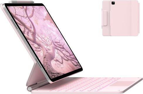 typecase Edge Keyboard Case for 2024 iPad Air 13-inch (M2) and iPad Pro 12.9,11-Colors Backlight,Built-in Trackpad,Function Row,Light & Thin,Light Pink in Kuwait