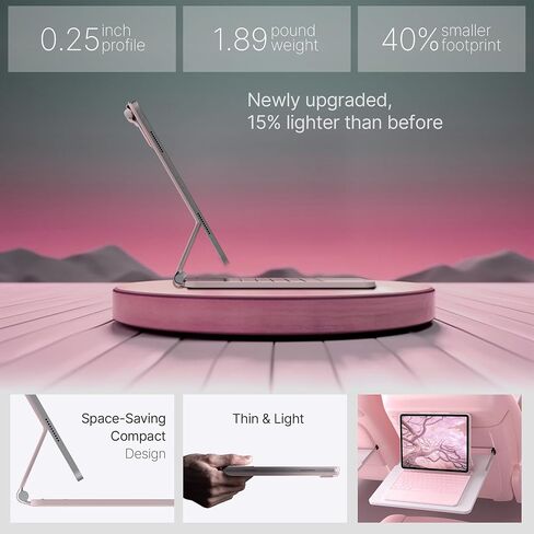 typecase Edge Keyboard Case for 2024 iPad Air 13-inch (M2) and iPad Pro 12.9,11-Colors Backlight,Built-in Trackpad,Function Row,Light & Thin,Light Pink in Kuwait