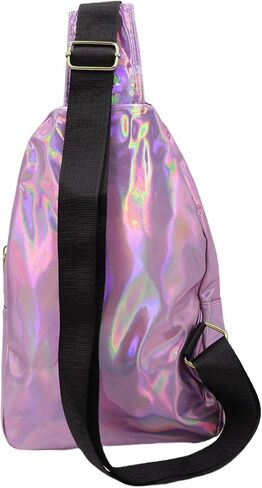 Metallic Chest Bag for Women Men Holographic Sling Bag Unisex Laser Sport Daypack Leather Shiny Crossbody Shoulder Bag in Kuwait
