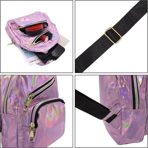 Metallic Chest Bag for Women Men Holographic Sling Bag Unisex Laser Sport Daypack Leather Shiny Crossbody Shoulder Bag in Kuwait