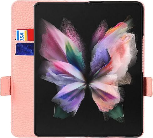 تصميم محفظة للهاتف لهاتف Samsung Galaxy Z Fold3 5G مع حامل قلم S و9 حامل بطاقات و1 محفظة للعملات المعدنية بسحاب 2 فتحة للنقود ومسند وحبل وغطاء جلدي أسود in Kuwait