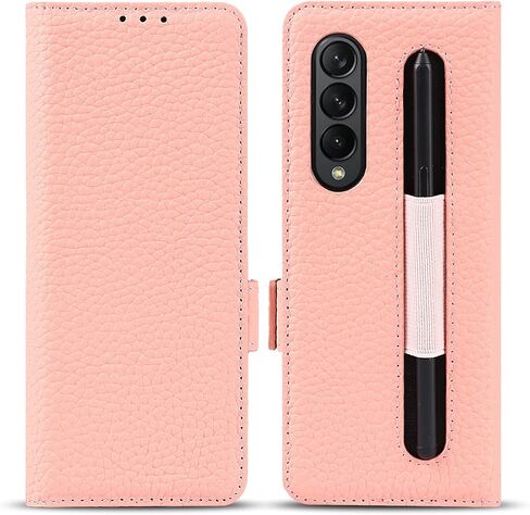 تصميم محفظة للهاتف لهاتف Samsung Galaxy Z Fold3 5G مع حامل قلم S و9 حامل بطاقات و1 محفظة للعملات المعدنية بسحاب 2 فتحة للنقود ومسند وحبل وغطاء جلدي أسود in Kuwait