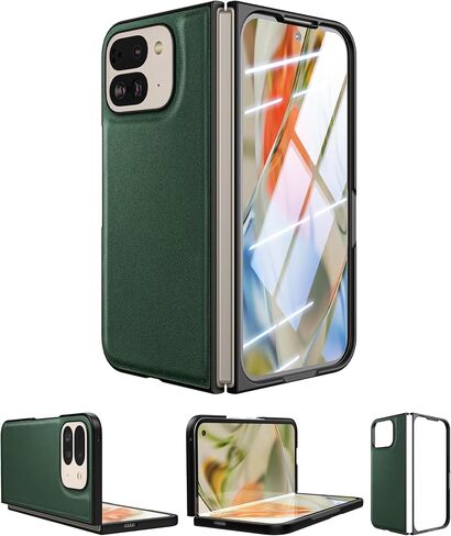 Eastcoo Slim Leather Case for Pixel 9 Pro Fold (2024),[ Built-in Screen Protector ] Wireless Charging Support, Ultra-Thin Shockproof Protective Case Cover for Google Pixel 9 Pro Fold, Green in Saudi Arabia