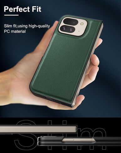 Eastcoo Slim Leather Case for Pixel 9 Pro Fold (2024),[ Built-in Screen Protector ] Wireless Charging Support, Ultra-Thin Shockproof Protective Case Cover for Google Pixel 9 Pro Fold, Green in Saudi Arabia