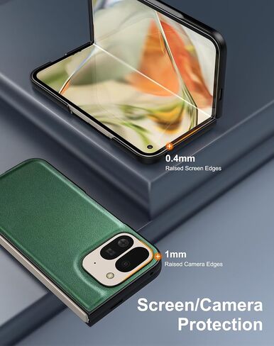 Eastcoo Slim Leather Case for Pixel 9 Pro Fold (2024),[ Built-in Screen Protector ] Wireless Charging Support, Ultra-Thin Shockproof Protective Case Cover for Google Pixel 9 Pro Fold, Green in Saudi Arabia
