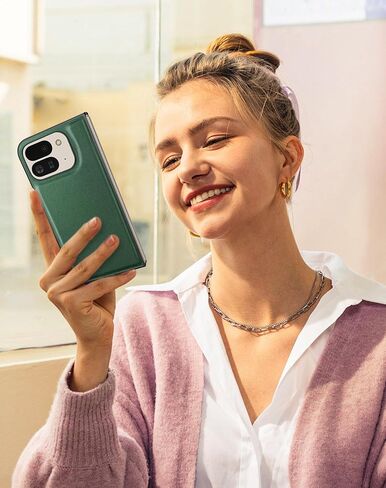 Eastcoo Slim Leather Case for Pixel 9 Pro Fold (2024),[ Built-in Screen Protector ] Wireless Charging Support, Ultra-Thin Shockproof Protective Case Cover for Google Pixel 9 Pro Fold, Green in Saudi Arabia
