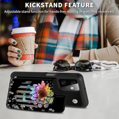 for Motorola Moto G Power 2023 5G Case Wallet with Card Holder, Flip Leather Case Built-in Card Slots Kickstand Shockproof Cover for Moto G Power 2023 5G, Sunflower Sugar Skulls US Flag in Kuwait