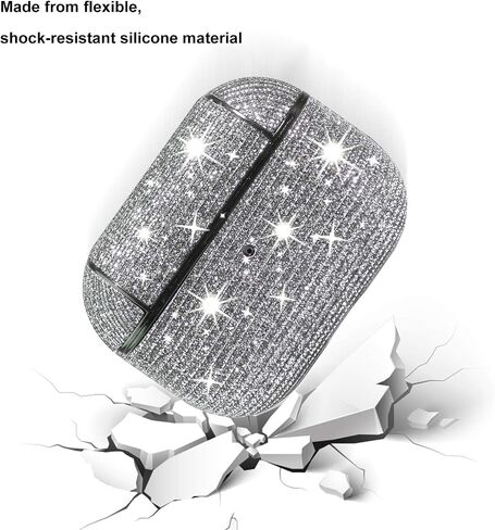 for Airpods Pro Accessories, Bling Glitter for AirPods Pro Case Cute for Girls Kids Protective Case for AirPods Pro Charging Case,Grey in Saudi Arabia
