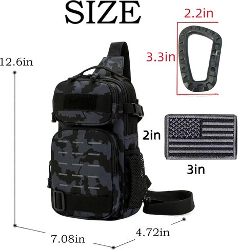 Ousawig Tactical Sling Bag Chest Sling Backpack Molle Shoulder Backpack Sling Pack for Men Traveling Hiking Walking（dark gray） in Saudi Arabia