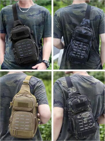 Ousawig Tactical Sling Bag Chest Sling Backpack Molle Shoulder Backpack Sling Pack for Men Traveling Hiking Walking（dark gray） in Saudi Arabia