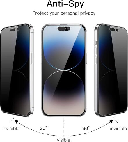 Privacy Full Coverage Screen Protector for iPhone 14 pro max 6.7-Inch, Anti-Spy Tempered Glass Film, Edge to Edge Protection Case-Friendly,2PACK in Saudi Arabia