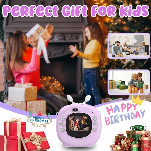Instant Print Camera for Kids, Christmas Birthday Gifts for Girls Boys,1080P Video Digital Camera for Toddler, Portable Toy for 3 4 5 6 7 8 9 10 Year Old Kids, with 32GB SD Card-Pink in Kuwait