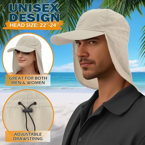 EINSKEY Unisex Baseball Sun Cap with Neck Flap, Waterproof Packable Sport Hat for Golf Garden Safari Hiking Fishing Running in Kuwait