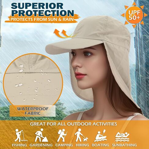 EINSKEY Unisex Baseball Sun Cap with Neck Flap, Waterproof Packable Sport Hat for Golf Garden Safari Hiking Fishing Running in Kuwait