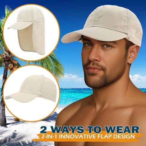 EINSKEY Unisex Baseball Sun Cap with Neck Flap, Waterproof Packable Sport Hat for Golf Garden Safari Hiking Fishing Running in Kuwait