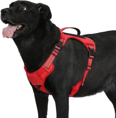 Bolux Tactical Dog Harness for Large Dogs,No Pull Adjustable Pet Dog Harness，Reflective K9 Working Training Easy Control Pet Vest Military Service Dog Harnesses (Red, X-Large (Pack of 1)) in Saudi Arabia