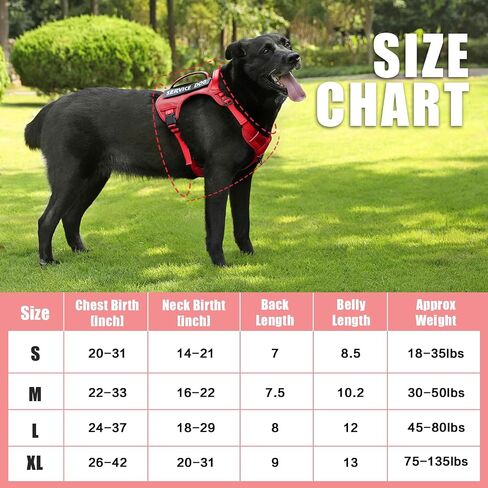 Bolux Tactical Dog Harness for Large Dogs,No Pull Adjustable Pet Dog Harness，Reflective K9 Working Training Easy Control Pet Vest Military Service Dog Harnesses (Red, X-Large (Pack of 1)) in Saudi Arabia