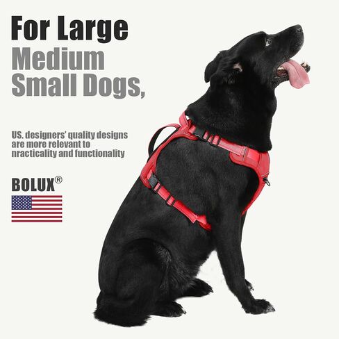 Bolux Tactical Dog Harness for Large Dogs,No Pull Adjustable Pet Dog Harness，Reflective K9 Working Training Easy Control Pet Vest Military Service Dog Harnesses (Red, X-Large (Pack of 1)) in Saudi Arabia