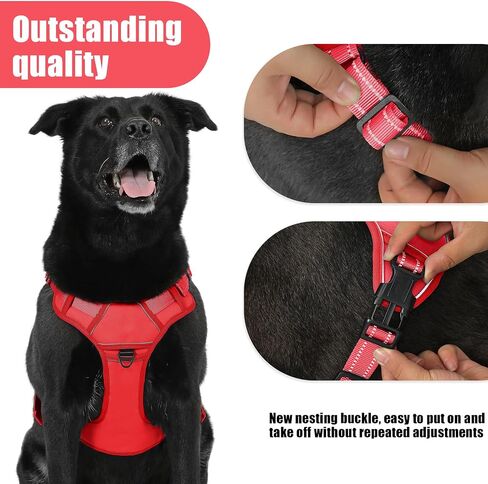 Bolux Tactical Dog Harness for Large Dogs,No Pull Adjustable Pet Dog Harness，Reflective K9 Working Training Easy Control Pet Vest Military Service Dog Harnesses (Red, X-Large (Pack of 1)) in Saudi Arabia