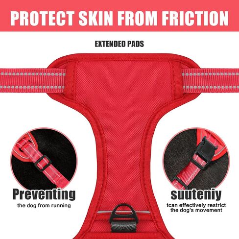 Bolux Tactical Dog Harness for Large Dogs,No Pull Adjustable Pet Dog Harness，Reflective K9 Working Training Easy Control Pet Vest Military Service Dog Harnesses (Red, X-Large (Pack of 1)) in Saudi Arabia