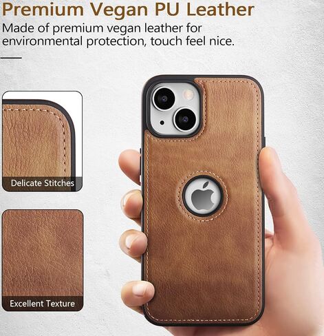 Unique Design Luxury Leather Business Phone Case for iPhone 14 Anti-Slip Scratch Resistant Ultra Slim Protective Case (2022,6.1") (Brown) in Saudi Arabia