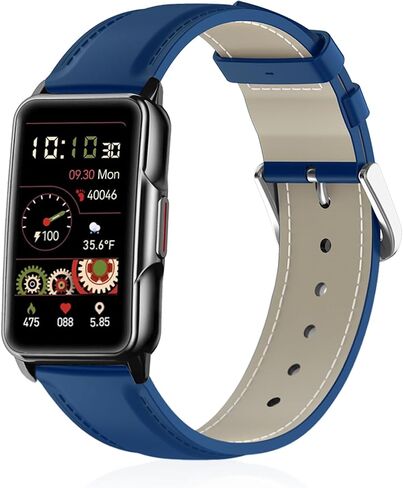 Leather Watch Bands Compatible with Mindrose H80 1.47 inch Smart Watch, Soft Genuine Leather Replacement Wristband for Mindrose H80 Fitness Trackers IP68 for Women Men in Saudi Arabia
