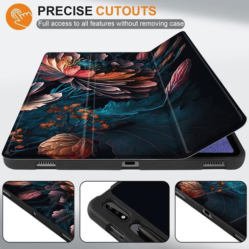 MEEgoodo Case for Samsung Galaxy Tab S9 Plus/S9 FE Plus 12.4 inch Cover 2023 with Pen Holder,Tablet Cases with Leather Folding Stand+Soft TPU Back Shell + Smart Auto Wake/Sleep, Bunch Flowers in Kuwait