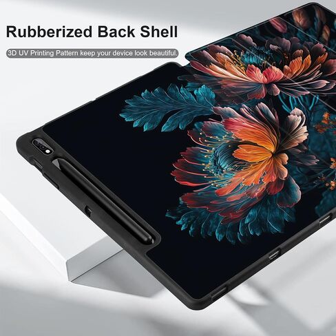 MEEgoodo Case for Samsung Galaxy Tab S9 Plus/S9 FE Plus 12.4 inch Cover 2023 with Pen Holder,Tablet Cases with Leather Folding Stand+Soft TPU Back Shell + Smart Auto Wake/Sleep, Bunch Flowers in Kuwait