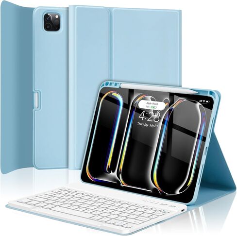 TQQ for iPad Pro 11-inch (M4) 2024 Case with Keyboard, Keyboard Case for iPad Pro 11-inch (M4), Detachable - Pencil Holder - Flip Stand Cover - Case for iPad Pro 11-inch (M4) (Black) in Kuwait