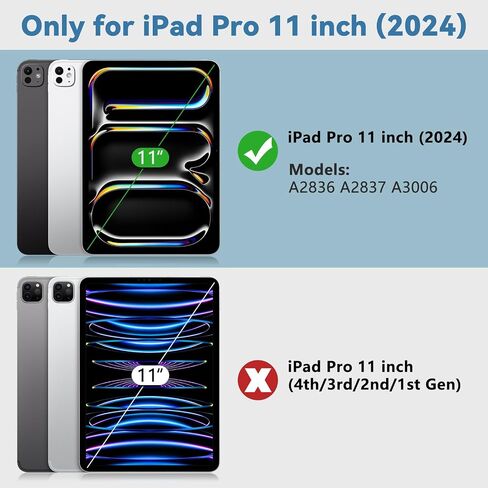 TQQ for iPad Pro 11-inch (M4) 2024 Case with Keyboard, Keyboard Case for iPad Pro 11-inch (M4), Detachable - Pencil Holder - Flip Stand Cover - Case for iPad Pro 11-inch (M4) (Black) in Kuwait