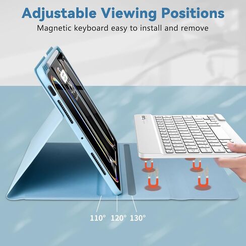 TQQ for iPad Pro 11-inch (M4) 2024 Case with Keyboard, Keyboard Case for iPad Pro 11-inch (M4), Detachable - Pencil Holder - Flip Stand Cover - Case for iPad Pro 11-inch (M4) (Black) in Kuwait