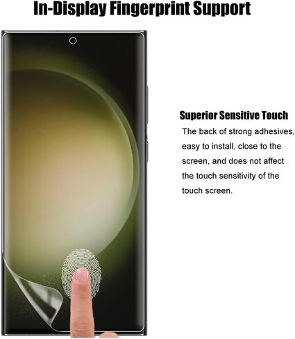(2+1) لهاتف Samsung Galaxy S23 Ultra 5G (عبوتان) واقي شاشة (ليس زجاجيًا)، طبقة TPU ناعمة ومرنة و(عبوة واحدة) واقي عدسة الكاميرا، متوافق مع بصمات الأصابع، سهل الاستخدام in Saudi Arabia