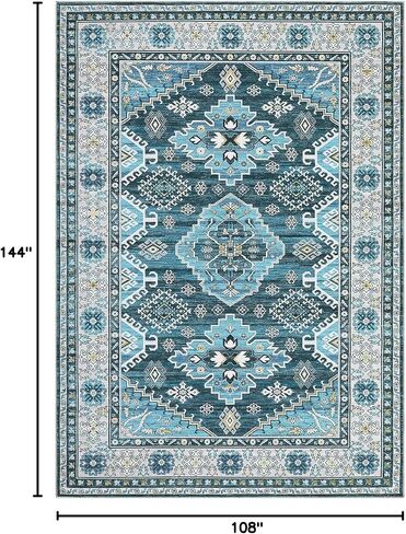 JOLENE.K Area Rug 2x6 Washable Hallway Runner Rug Non-Slip Entryway Laundry Rug Runner Non Shedding Floor Carpet Vintage Rugs for Hallway Bedroom Kitchen Bathroom, Blue in Saudi Arabia