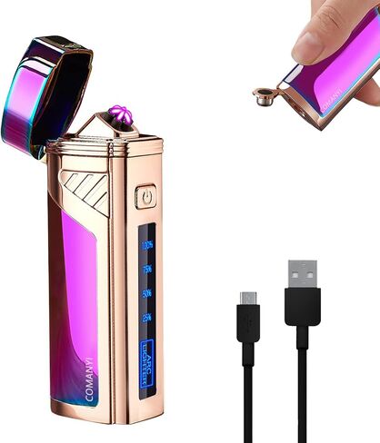 ولاعة كهربائية ثلاثية القوس قابلة لإعادة الشحن عبر USB للشموع، ولاعة بلازما مقاومة للرياح للتخييم، ولاعة إلكترونية خالية من البيوتان عديمة اللهب مع مؤشر بطارية LED (سحري) in Saudi Arabia