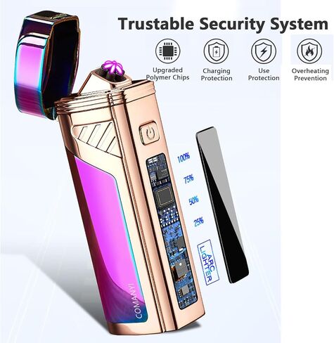 ولاعة كهربائية ثلاثية القوس قابلة لإعادة الشحن عبر USB للشموع، ولاعة بلازما مقاومة للرياح للتخييم، ولاعة إلكترونية خالية من البيوتان عديمة اللهب مع مؤشر بطارية LED (سحري) in Saudi Arabia